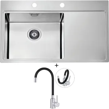 Nerezový dřez Nerezový dřez SET Alveus PURE 50 nerez odkap vpravo + Deante NEO LUNO BOC B720 nerez