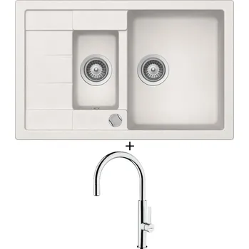 Kuchyňský dřez Granitový dřez SET Teka ASTRAL 60 B-TG 1/2B 1D alabastr + Teka FOT 995 chrom