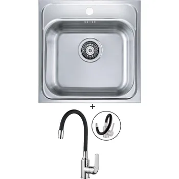 Nerezový dřez Nerezový dřez SET Alveus BASIC 140 fi 90 nerez + Kuchinox ELZA BKE 761 chrom/černá