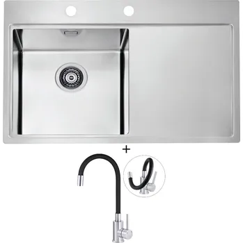 Nerezový dřez Nerezový dřez SET Alveus PURE 40 nerez odkap vpravo + Deante NEO LUNO BOC B720 nerez