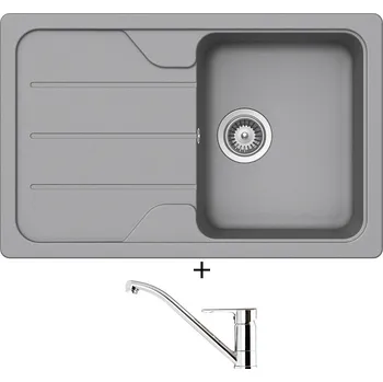 Granitový dřez SET Teka SIMPLA 45 S-TG 1B 1D hliníkově šedá + Teka ML CR chrom