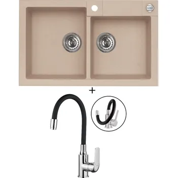 Granitový dřez Granitový dřez SET Alveus ROCK 90 beige 55 + Kuchinox ELZA BKE 761 chrom/černá