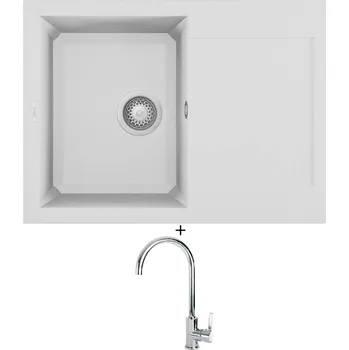 Granitový dřez Granitový dřez SET Elleci EASY 135 G68 bianco titano + Elleci C01 CADDY chrom