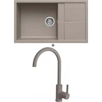 Granitový dřez Granitový dřez SET Elleci UNICO 410 G43 tortora + Elleci C01 CADDY G43 tortora