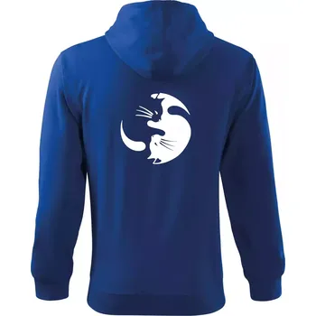 Pánská mikina Kočka - Jin jang - Mikina s kapucí na zip trendy zipper - 2XL ( Královská modrá )
