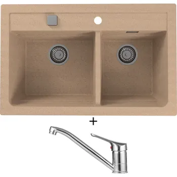 Granitový dřez Granitový dřez SET Alveus ATROX 50 beige 55 + Alveus RIVIERA X chrom