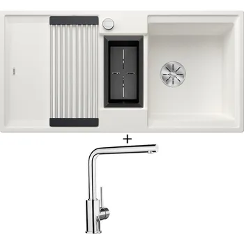 Granitový dřez Granitový dřez SET Blanco ADIRA 6 S bílá s excentrem 527605 + Blanco MILA chrom 519414