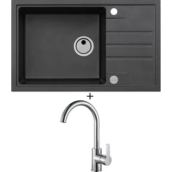 Granitový dřez Granitový dřez SET Alveus INTERMEZZO 130 black 91 + Alveus TONIA chrom