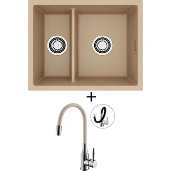 Granitový dřez Dřez pod desku SET Alveus OMNI 50 beige 55 + Alveus MINTAS chrom/béžová