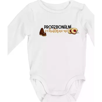 Kojenecký body Profesionální ochutnavač - Body kojenecké s dlouhým rukávem - Dlouhý r. do 3 měs ( Bílá )