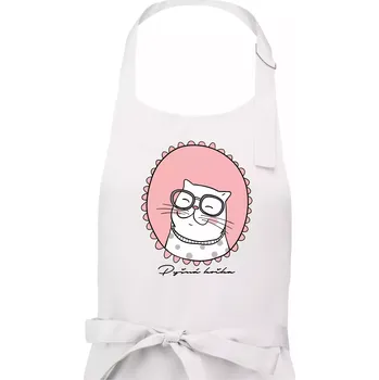 Kuchyňská zástěra Pyšná kočka růžová - Dámská zástěra na vaření - Univerzální velikost ( Bílá )