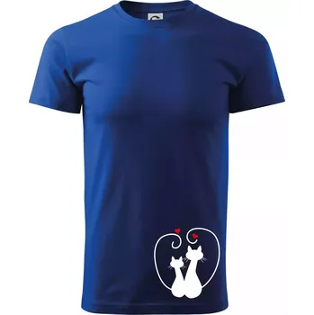 Pánské tričko Kočky - Zamilovaný pár - Triko extra velké (5-8XL) - 6XL ( Královská modrá )