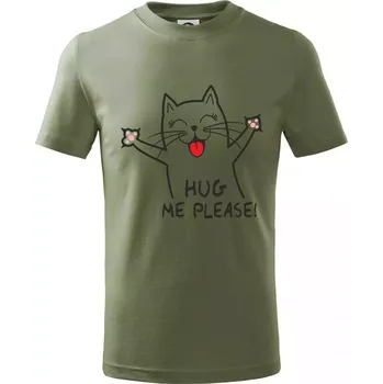 Dětská móda Kočka hug me please - Tričko dětské bavlněné - 158 cm/12 let ( Khaki )