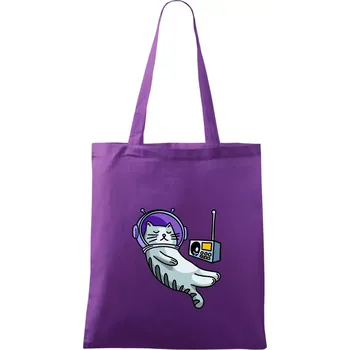 Kočka na měsíci - Taška bavlněná - 42 x 38 cm ( Fialová )