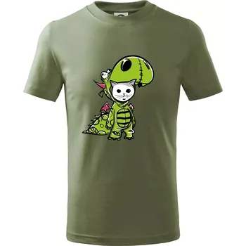 Chlapecké tričko Kočkosaurus Rex - Tričko dětské bavlněné - 122 cm/6 let ( Khaki )