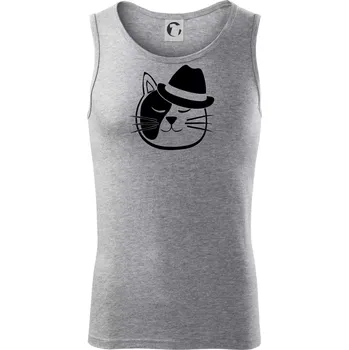 Kočka s kloboukem - Tílko pánské Core - L ( Tmavě šedý melír )