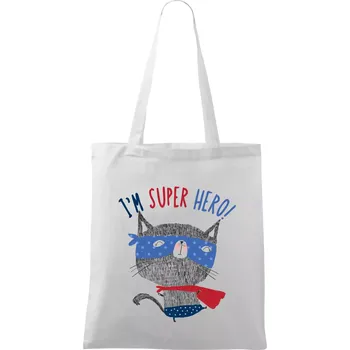 Super hero kočka - Taška bavlněná - 42 x 38 cm ( Bílá )