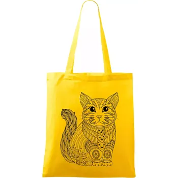 Kočka sedící mandala - Taška bavlněná - 42 x 38 cm ( Žlutá )