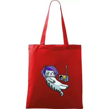 Kočka na měsíci - Taška bavlněná - 42 x 38 cm ( Červená )