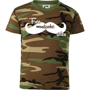 Free Mustache rides - Dětské maskáčové triko - 146 cm/10 let ( Hnědý maskáč )