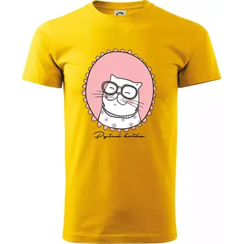 Pánské tričko Pyšná kočka růžová - Triko extra velké (5-8XL) - 7XL ( Žlutá )