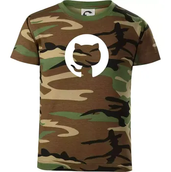 Chlapecké tričko Kočka v kolečku - Dětské maskáčové triko - 134 cm/8 let ( Hnědý maskáč )