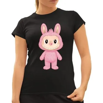 Žertovný předmět Plyšový Maskot Bubu Růžový - dámské tričko s potiskem pro fanoušky Labubu- Tričkový.cz