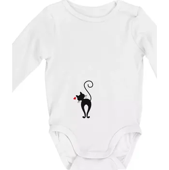 Kojenecký body Zamilovaná kočka zezadu - Body kojenecké s dlouhým rukávem - Dlouhý r. do 3 měs ( Bílá )