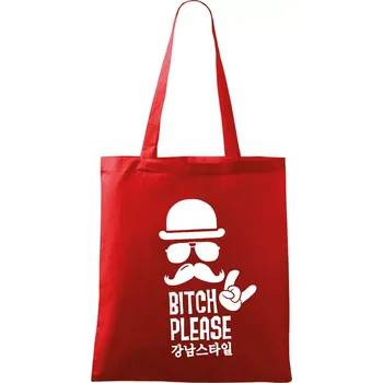 Bitch please! Mustache - Taška bavlněná - 42 x 38 cm ( Červená )