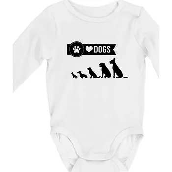 Kojenecké oblečení I love dogs - tlapka - Body kojenecké s dlouhým rukávem - Dlouhý r. do 3 měs ( Bílá )