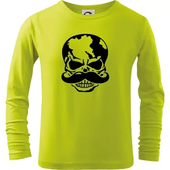 Dětská móda Mustache lebka - Triko dětské Long Sleeve - 104-110cm / 3-4 roky ( Limetková )