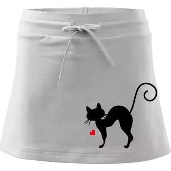 Dámská sukně Zamilovaná kočka prohnutá - Sportovní sukně - two in one - M ( Bílá )