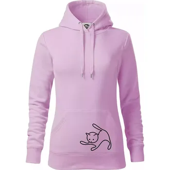 Dámská mikina Kočka si hraje - Mikina dámská Cape s kapucí - S ( Orchid )