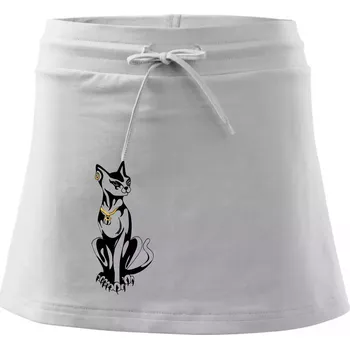 Dámská sukně Kočka - Egyptská kočka - Sportovní sukně - two in one - XL ( Bílá )