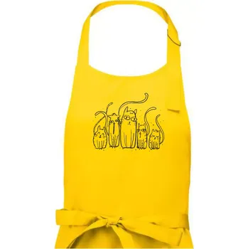 Kuchyňská zástěra Kočičí rodina - Dámská zástěra na vaření - Univerzální velikost ( Žlutá )