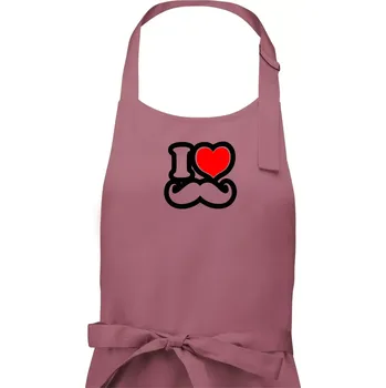 Kuchyňská zástěra i love mustache - obrys - Dámská zástěra na vaření - Univerzální velikost ( Starorůžová )
