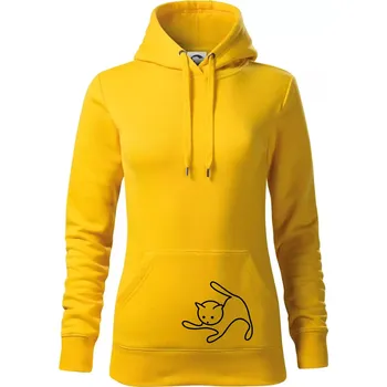 Dámská mikina Kočka si hraje - Mikina dámská Cape s kapucí - 2XL ( Žlutá )