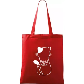 Nákupní taška Pořád kočka - Taška bavlněná - 42 x 38 cm ( Červená )