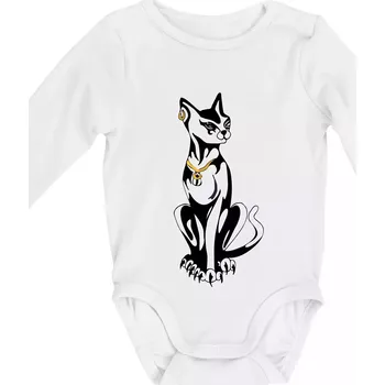Kočka - Egyptská kočka - Body kojenecké s dlouhým rukávem - Dlouhý r. 3-6 měs ( Bílá )