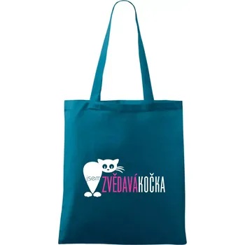 Jsem zvědavá kočka - Taška bavlněná - 42 x 38 cm ( Petrolejová )