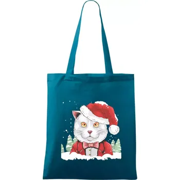Santa kocour - Taška bavlněná - 42 x 38 cm ( Petrolejová )