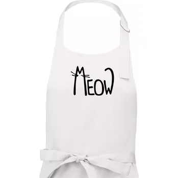 Kuchyňská zástěra Meow - Mňau - Dámská zástěra na vaření - Univerzální velikost ( Bílá )
