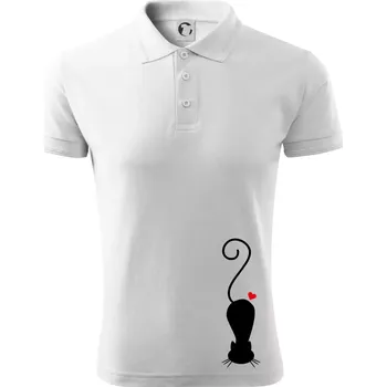 Pánská košile Zamilovaná kočka ležící - Polokošile pánská Pique Polo 203 - 4XL ( Bílá )