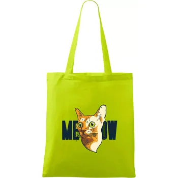 Kočka meow - Taška bavlněná - 42 x 38 cm ( Limetková )