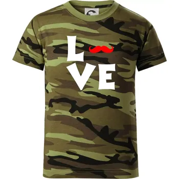 Chlapecké tričko Love mustache - Dětské maskáčové triko - 146 cm/10 let ( Zelený maskáč )