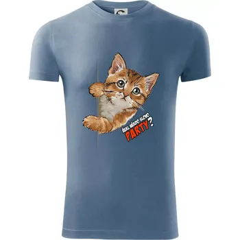 Pánské tričko Řekl někdo slovo party - Viper FIT - Pánské zůžené tričko - L ( Denim )