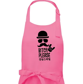 Kuchyňská zástěra Bitch please! Mustache - Dámská zástěra na vaření - Univerzální velikost ( Růžová )