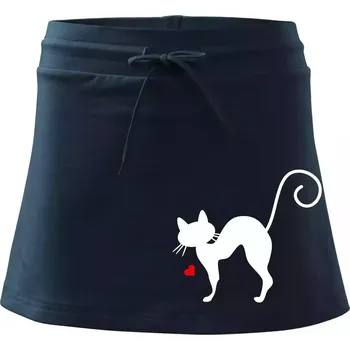 Dámská sukně Zamilovaná kočka prohnutá - Sportovní sukně - two in one - M ( Námořní modrá (velmi tmavá - téměř černá) )