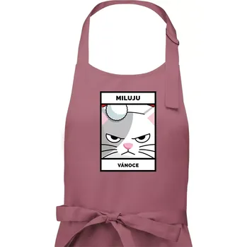 Kuchyňská zástěra Miluju Vánoce - Dámská zástěra na vaření - Univerzální velikost ( Starorůžová )