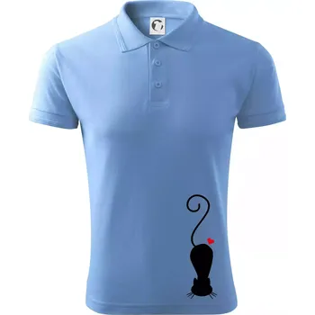 Pánská košile Zamilovaná kočka ležící - Polokošile pánská Pique Polo 203 - 4XL ( Pyžamově světlá modrá )